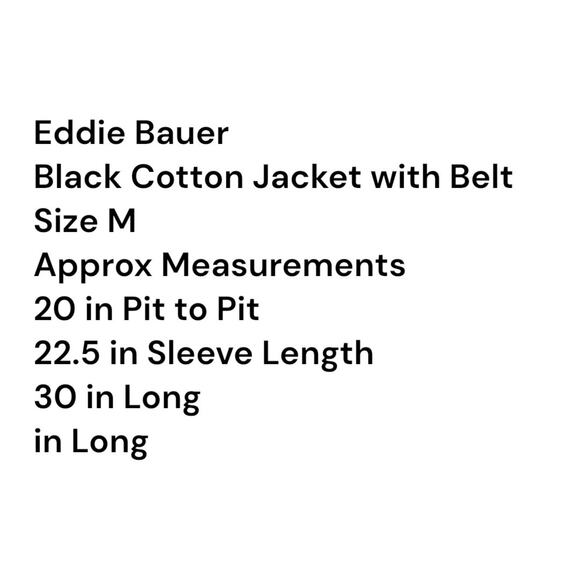 Eddie Bauer Black Cotton Single Breasted Belted Trench Jacket M Lightweight - Picture 10 of 10